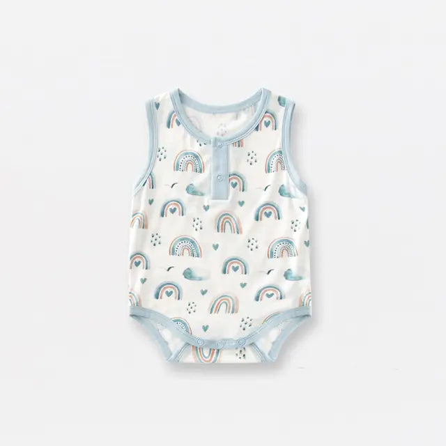 Bamboo Fiber Baby Zippered Romper light blue cream 18-24M 90cm