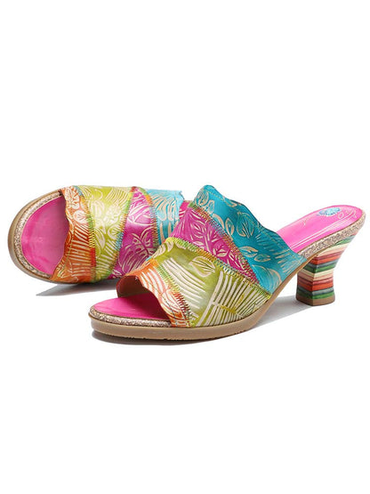 Four Color Splicing Slippers - - Pumps