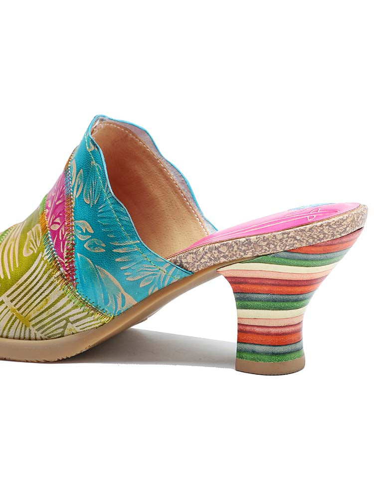 Four Color Splicing Slippers - - Pumps