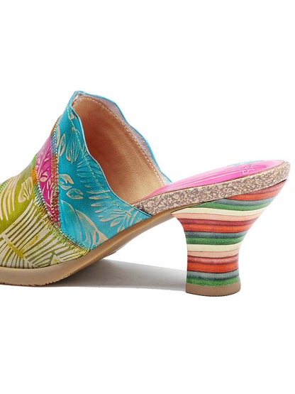 Four Color Splicing Slippers - - Pumps