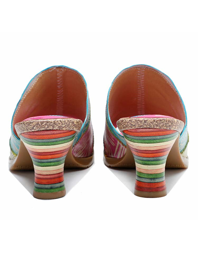 Four Color Splicing Slippers - - Pumps