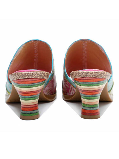 Four Color Splicing Slippers - - Pumps