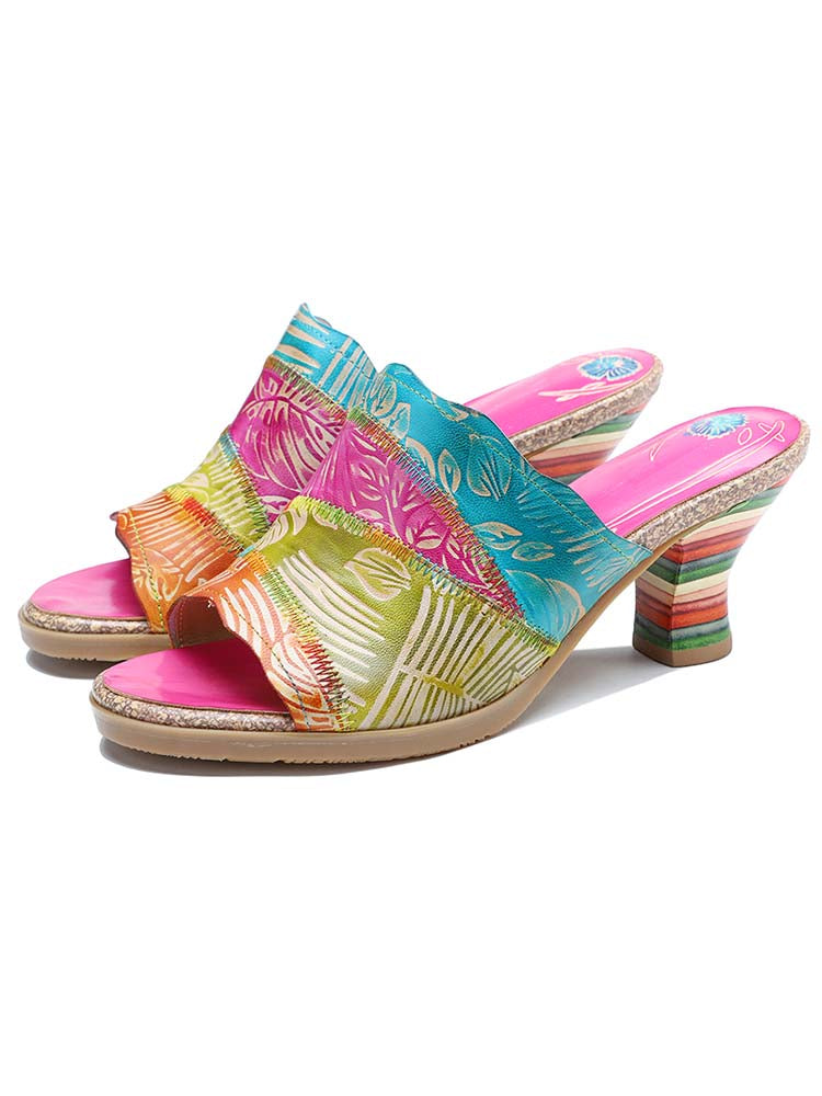 Four Color Splicing Slippers - - Pumps