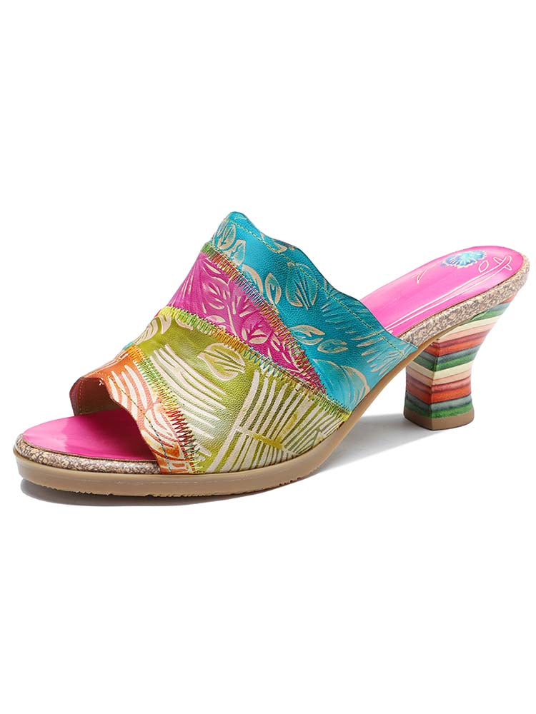 Four Color Splicing Slippers - - Pumps