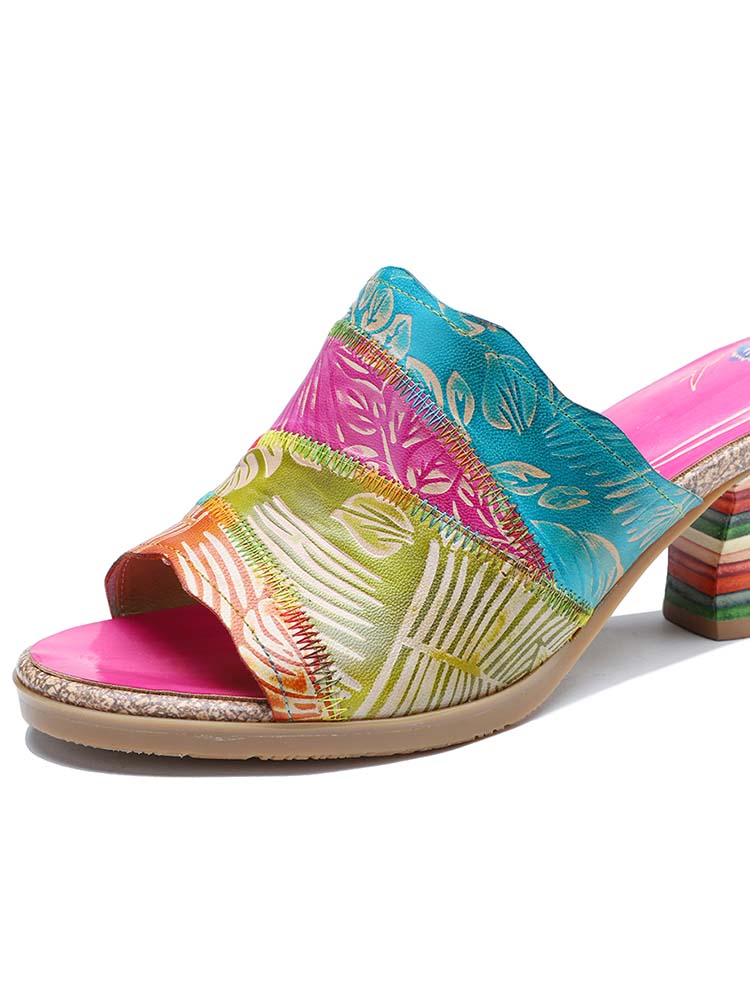 Four Color Splicing Slippers - - Pumps