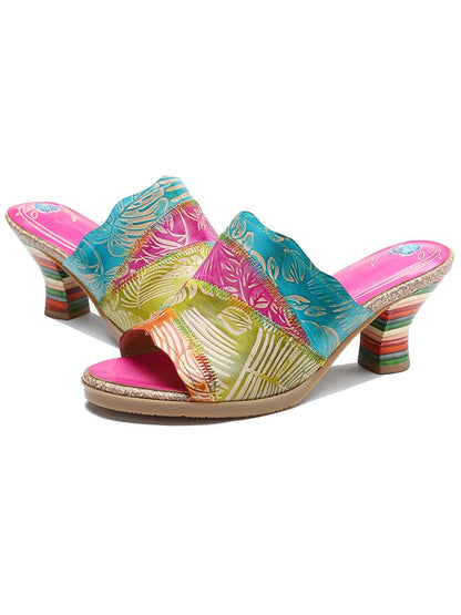 Four Color Splicing Slippers - - Pumps