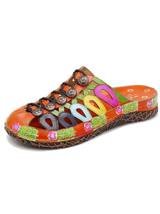 Vintage Handmade Colorful Sandals - - Sandals