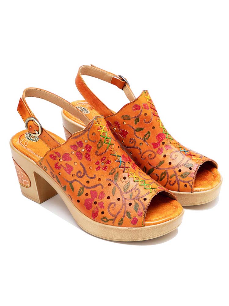 Fish Mouth Genuine Leather High Heel Sandals- Colorstepshoes- {{Product type}}