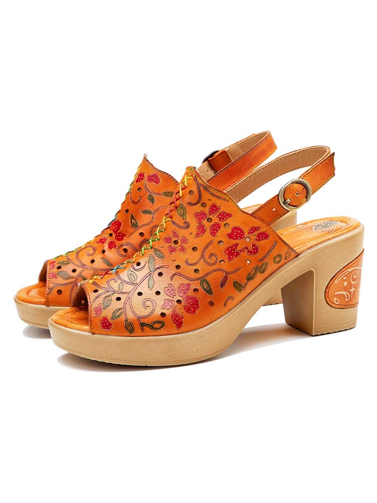 Fish Mouth Genuine Leather High Heel Sandals- Colorstepshoes- {{Product type}}