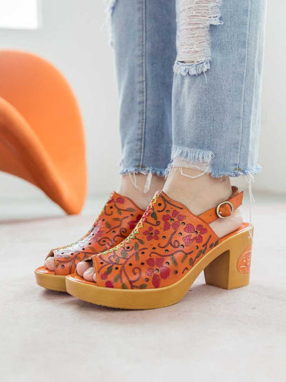 Fish Mouth Genuine Leather High Heel Sandals- Colorstepshoes- {{Product type}}