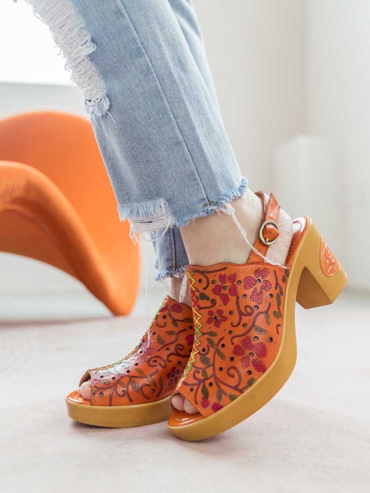 Fish Mouth Genuine Leather High Heel Sandals- Colorstepshoes- {{Product type}}