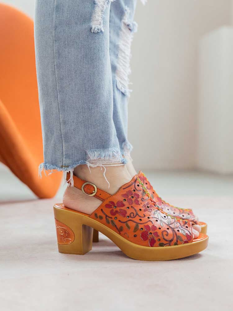 Fish Mouth Genuine Leather High Heel Sandals- Colorstepshoes- {{Product type}}