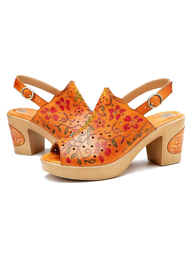 Fish Mouth Genuine Leather High Heel Sandals- Colorstepshoes- {{Product type}}