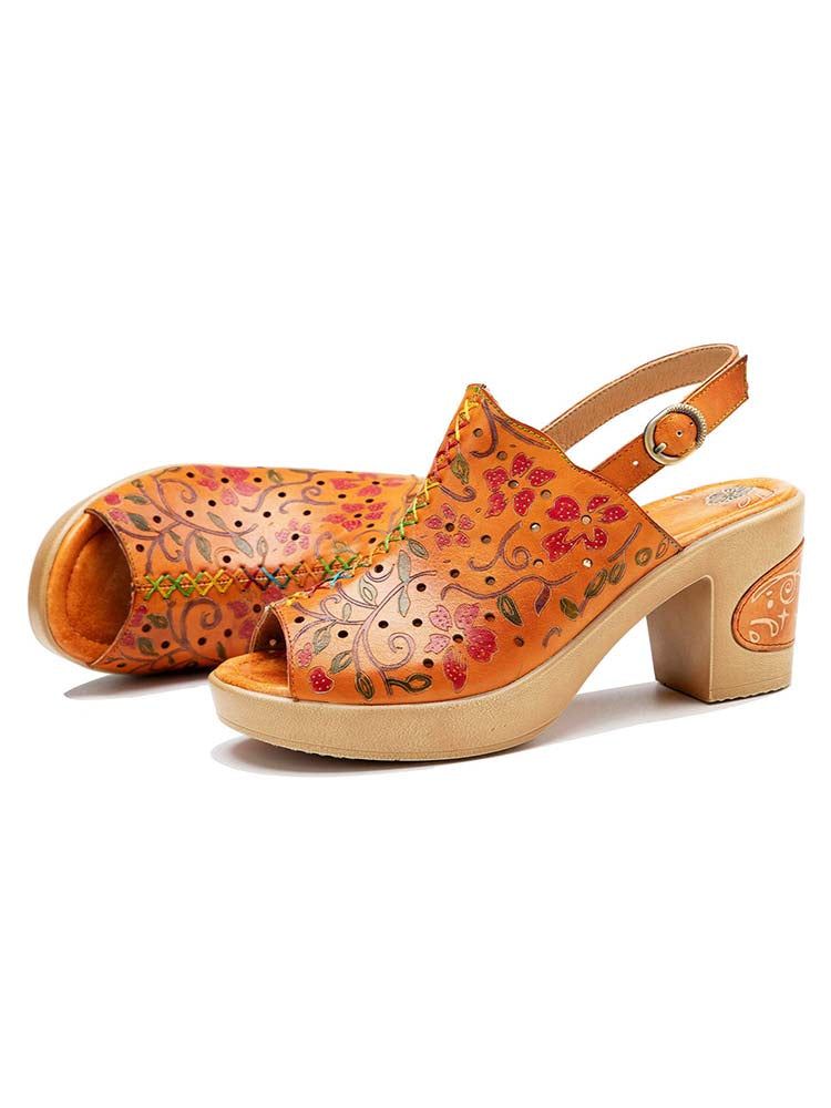 Fish Mouth Genuine Leather High Heel Sandals- Colorstepshoes- {{Product type}}