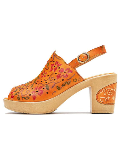 Fish Mouth Genuine Leather High Heel Sandals- Colorstepshoes- {{Product type}}
