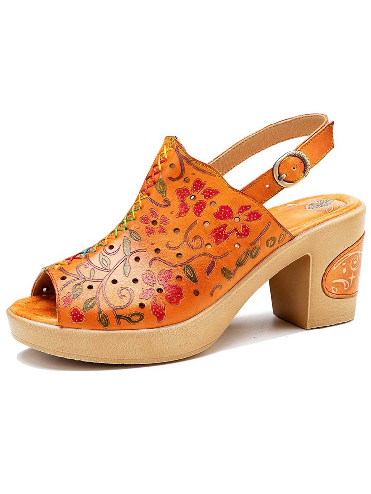 Fish Mouth Genuine Leather High Heel Sandals- Colorstepshoes- {{Product type}}