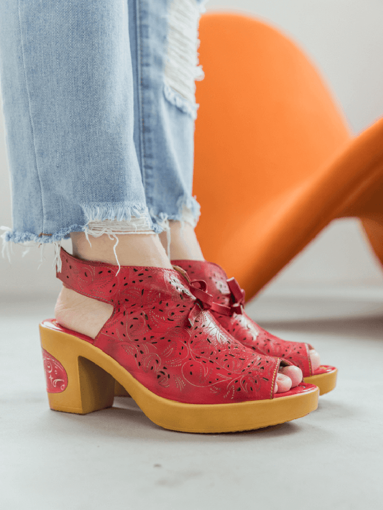 Vintage Handmade Fish Mouth Hollow Sandals- Colorstepshoes- {{Product type}}