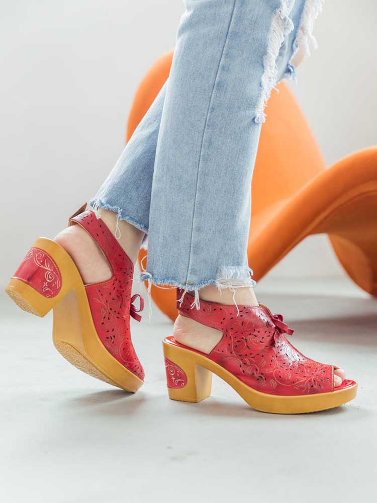 Vintage Handmade Fish Mouth Hollow Sandals- Colorstepshoes- {{Product type}}