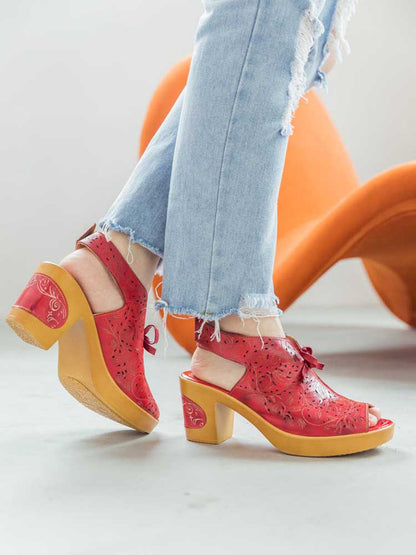 Vintage Handmade Fish Mouth Hollow Sandals- Colorstepshoes- {{Product type}}