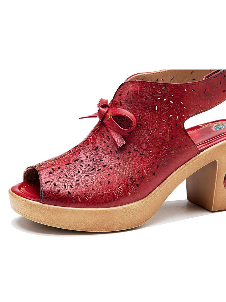 Vintage Handmade Fish Mouth Hollow Sandals- Colorstepshoes- {{Product type}}