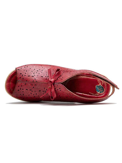 Vintage Handmade Fish Mouth Hollow Sandals- Colorstepshoes- {{Product type}}