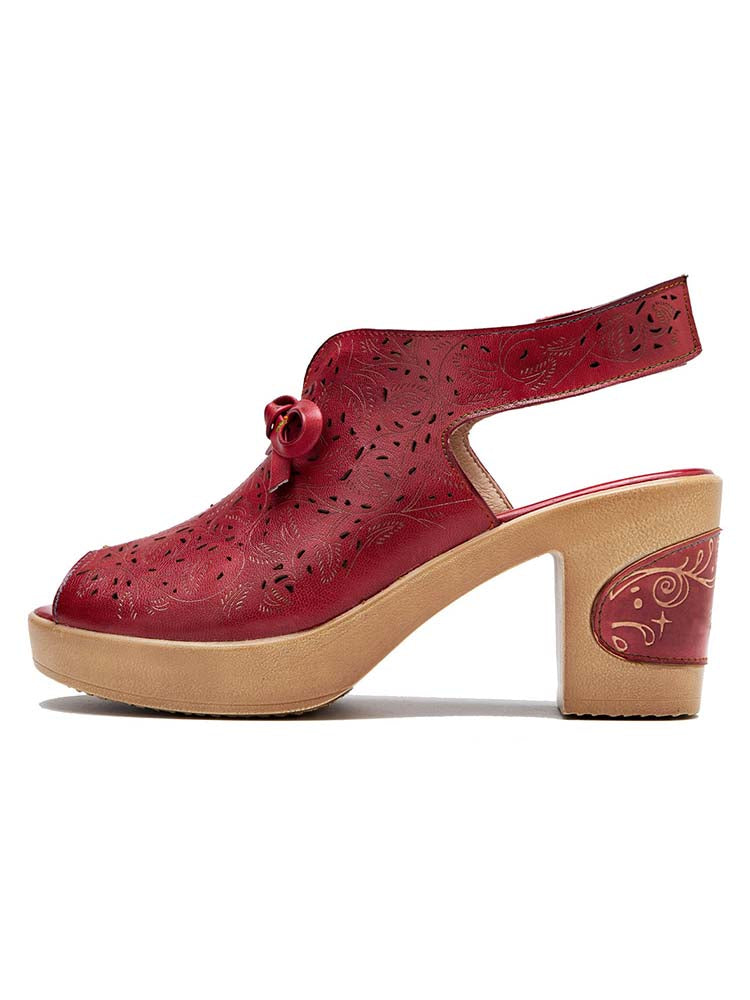 Vintage Handmade Fish Mouth Hollow Sandals- Colorstepshoes- {{Product type}}