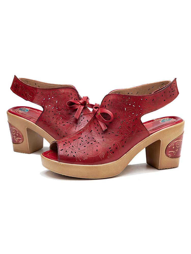 Vintage Handmade Fish Mouth Hollow Sandals- Colorstepshoes- {{Product type}}