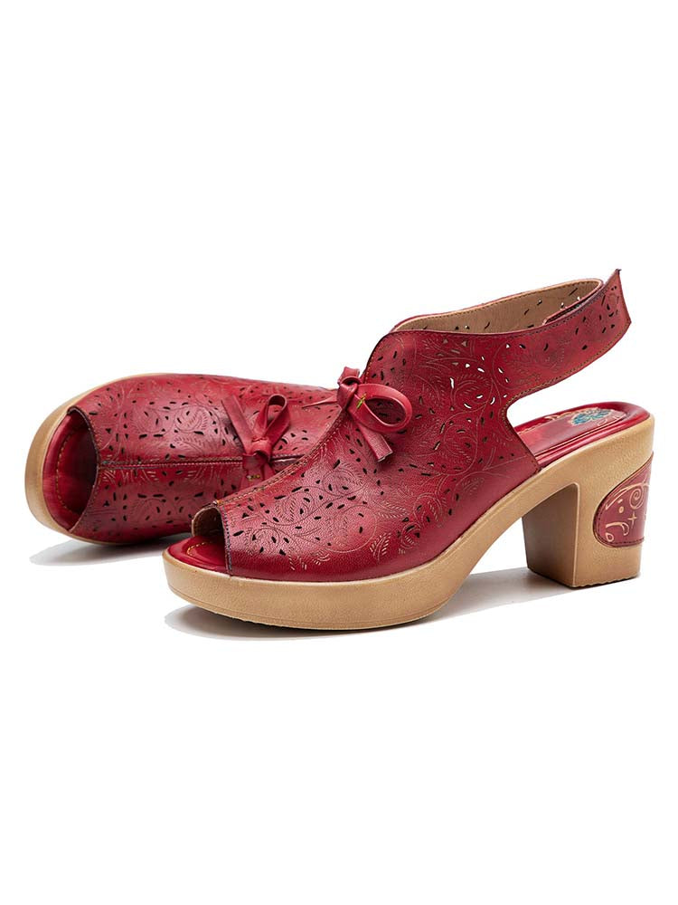 Vintage Handmade Fish Mouth Hollow Sandals- Colorstepshoes- {{Product type}}