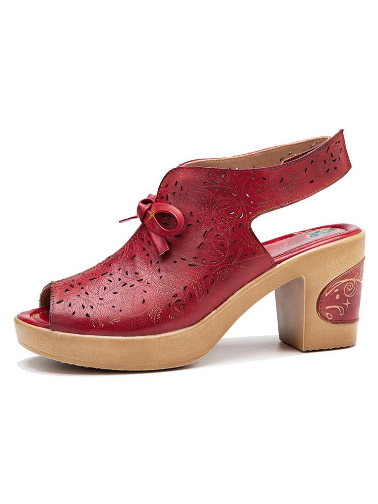 Vintage Handmade Fish Mouth Hollow Sandals- Colorstepshoes- {{Product type}}