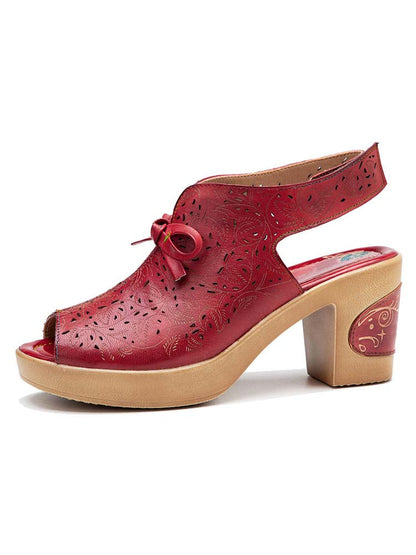 Vintage Handmade Fish Mouth Hollow Sandals- Colorstepshoes- {{Product type}}