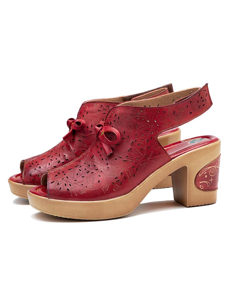 Vintage Handmade Fish Mouth Hollow Sandals- Colorstepshoes- {{Product type}}