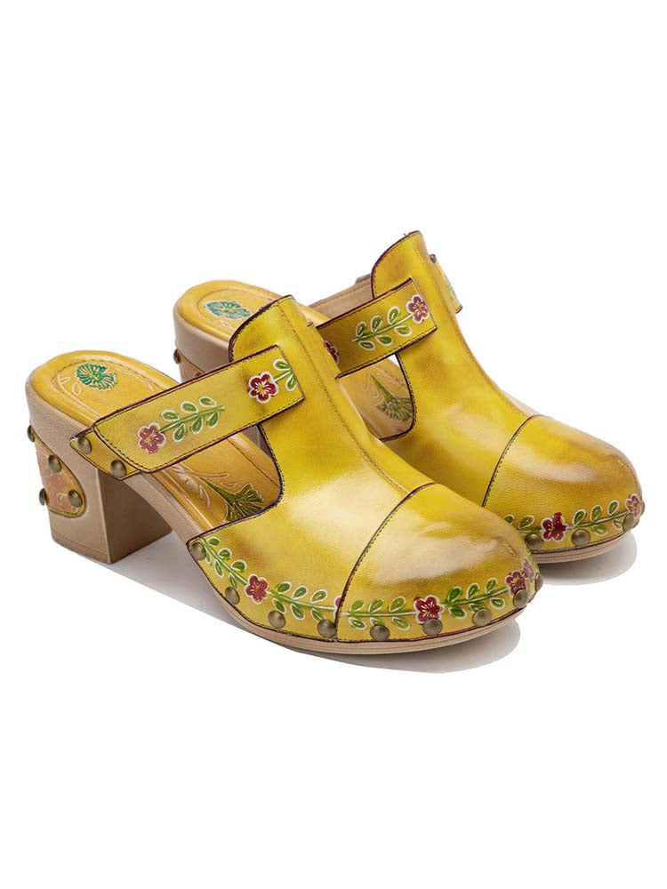 Vintage Handmade Round Toe Floral Slippers- Colorstepshoes- {{Product type}}