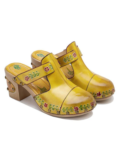 Vintage Handmade Round Toe Floral Slippers- Colorstepshoes- {{Product type}}