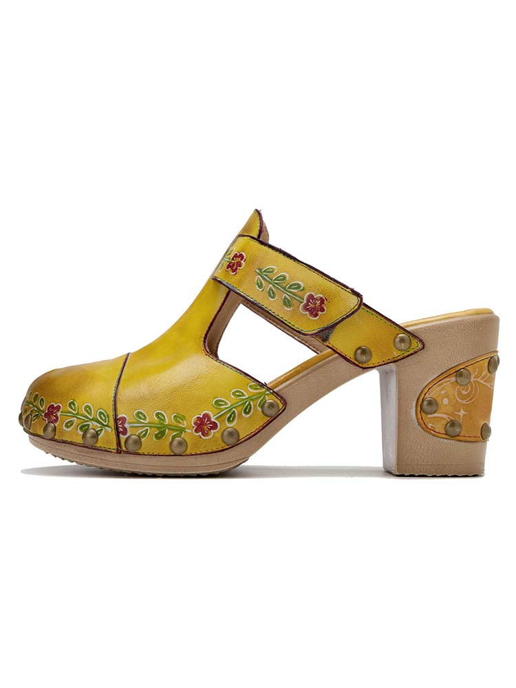 Vintage Handmade Round Toe Floral Slippers- Colorstepshoes- {{Product type}}