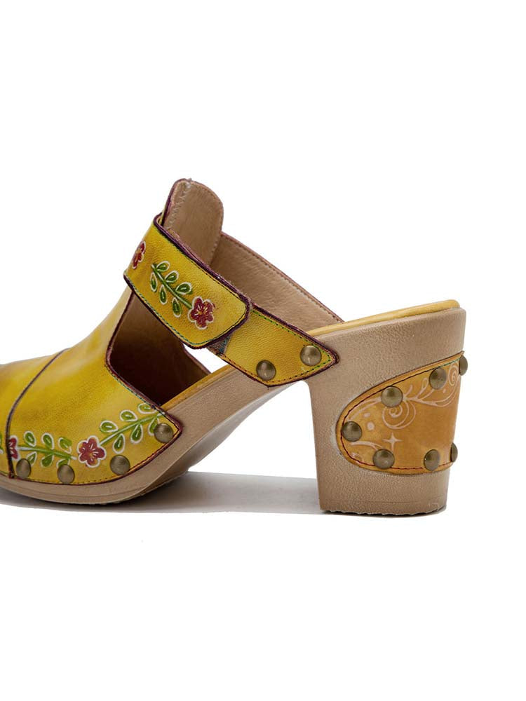 Vintage Handmade Round Toe Floral Slippers- Colorstepshoes- {{Product type}}
