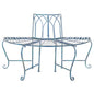 Half-Circle Outdoor Patio Garden Antique Blue Wrought Iron Tree Bench - - Outdoor > Outdoor Furniture > Garden Benches