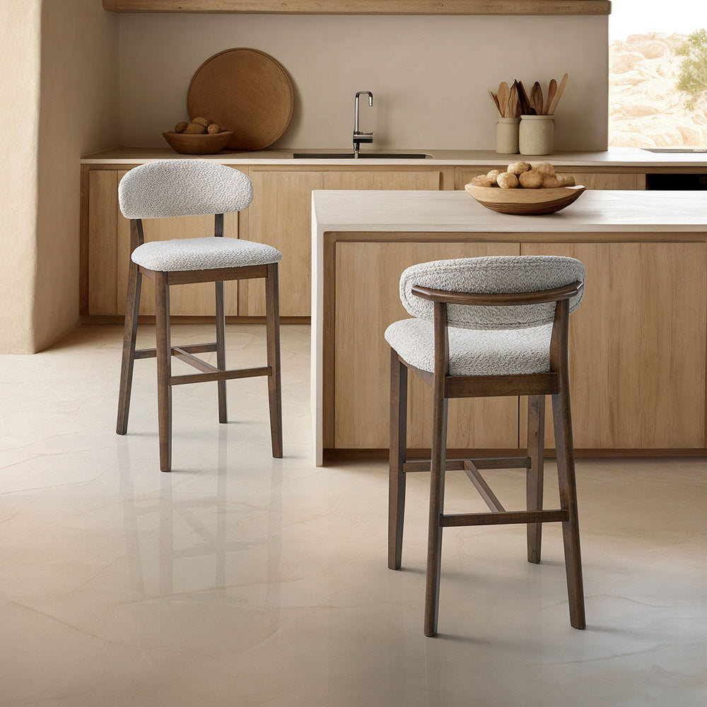 ACTU Bar Stools Set of 2, 30” Upholstered Bar Height Stools, Solid Wood, Mid-Century Modern- ACTU FURNITURE- {{Product type}}