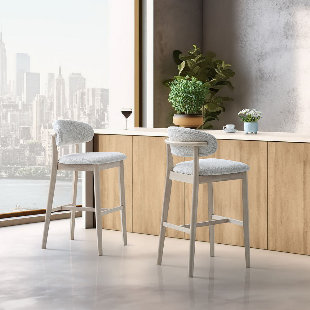 ACTU Bar Stools Set of 2, 30” Upholstered Bar Height Stools, Solid Wood, Mid-Century Modern- ACTU FURNITURE- {{Product type}}