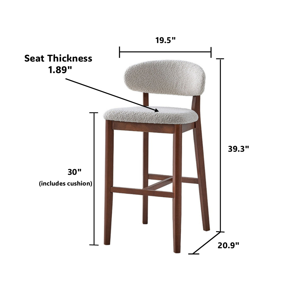 ACTU Bar Stools Set of 2, 30” Upholstered Bar Height Stools, Solid Wood, Mid-Century Modern- ACTU FURNITURE- {{Product type}}