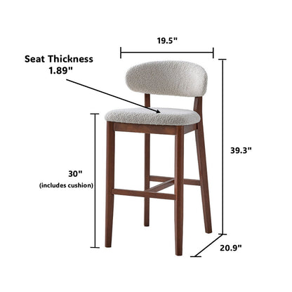 ACTU Bar Stools Set of 2, 30” Upholstered Bar Height Stools, Solid Wood, Mid-Century Modern- ACTU FURNITURE- {{Product type}}