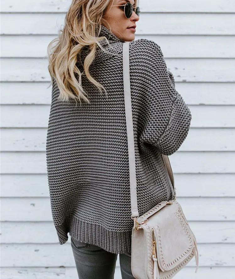 Women's Chunky Knit High Neck Sweater