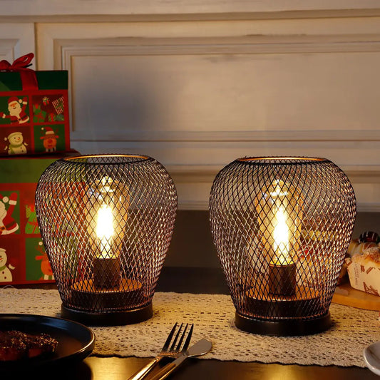 Metal Cage Table Lamps - - Lighting