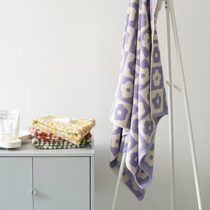 Plaid Series Towel Bath Towel Cherry Blossom Absorbent Facial Towel - -