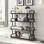 Industrial 4-tier Bookshelves, Metal And Wood Bookshelves, Open Widescreen Display Storage Bookshelves Kia Day Design