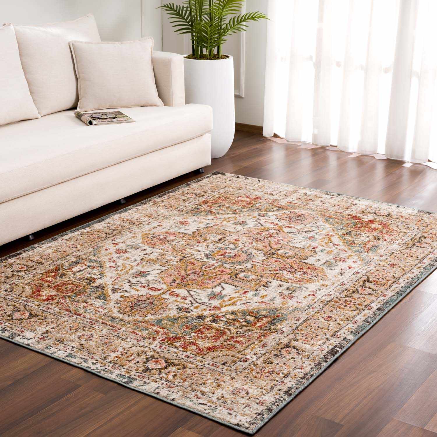 Peeta Brown Medallion Area Rug - - Rugs