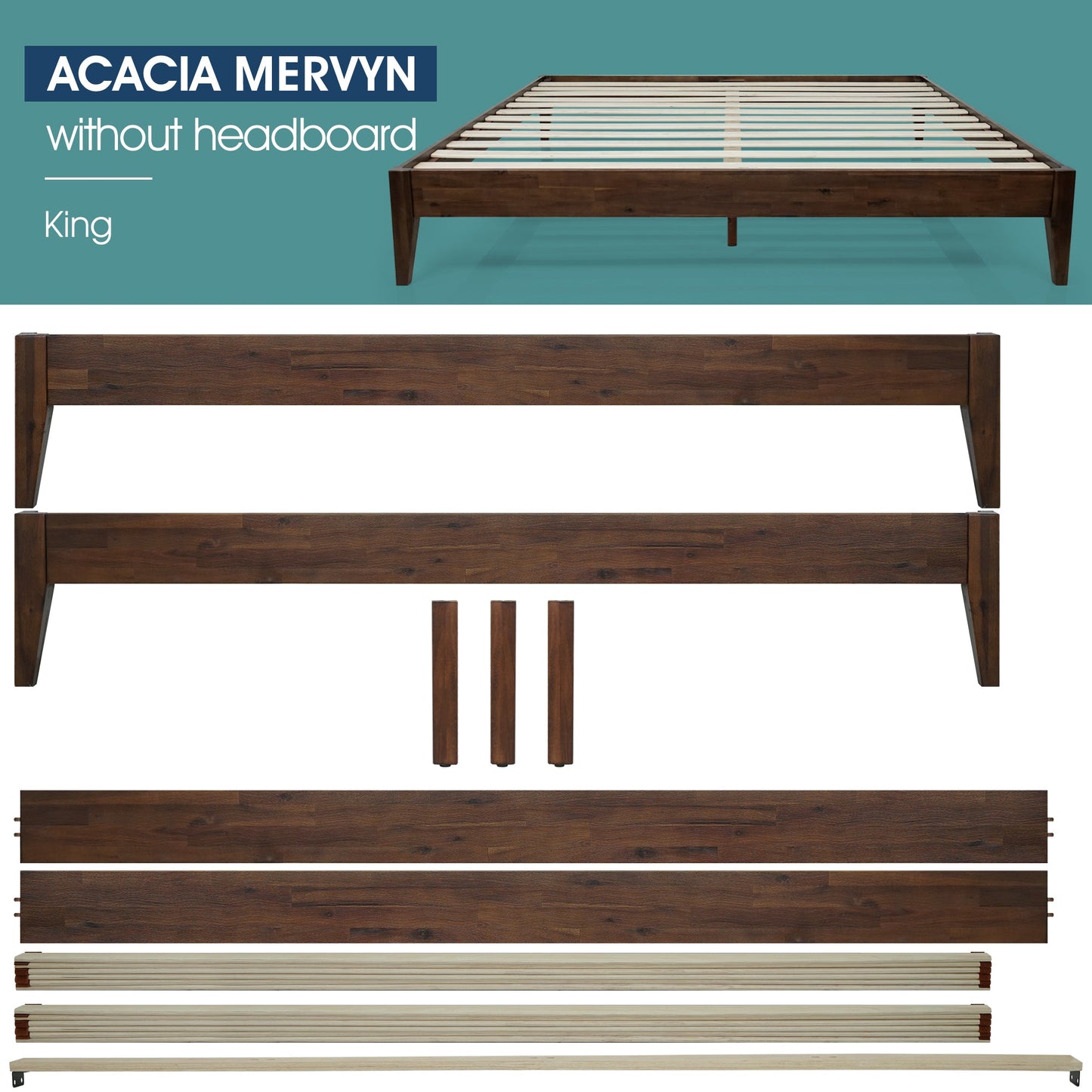 Mervyn Solid Wood Bed Frame - - Bed Frame