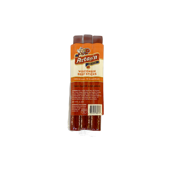 Wisconsin Beef Stick  Original w/Cheddar- Artas'n Meats- {{Product type}}
