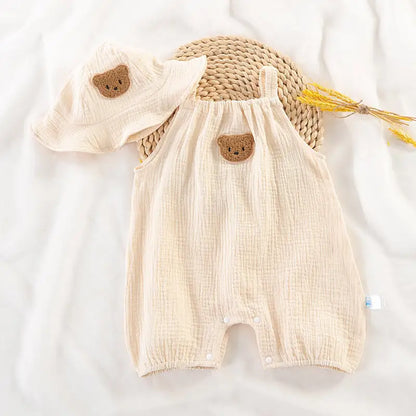 Summer Baby Clothes With Cap Light Brown Medium