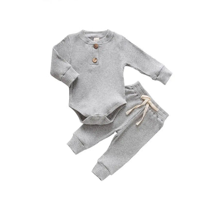 Babies Knit Long Sleeve Romper and Pants Grey 18-24 Months