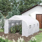 Greenhouse w/ White PE Cover and Heavy Duty Steel Frame - - Outdoor > Gardening > Greenhouses